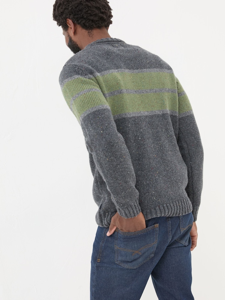 FatFace Charcoal Grey Funtley Stripe Crew Neck Jumper - Image 2 of 5