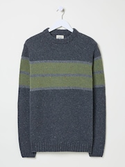 FatFace Charcoal Grey Funtley Stripe Crew Neck Jumper - Image 5 of 5