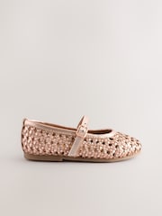 Rose Gold Leather Woven Mary Jane Shoes - Image 2 of 6