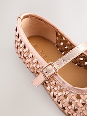 Rose Gold Leather Woven Mary Jane Shoes - Image 6 of 6
