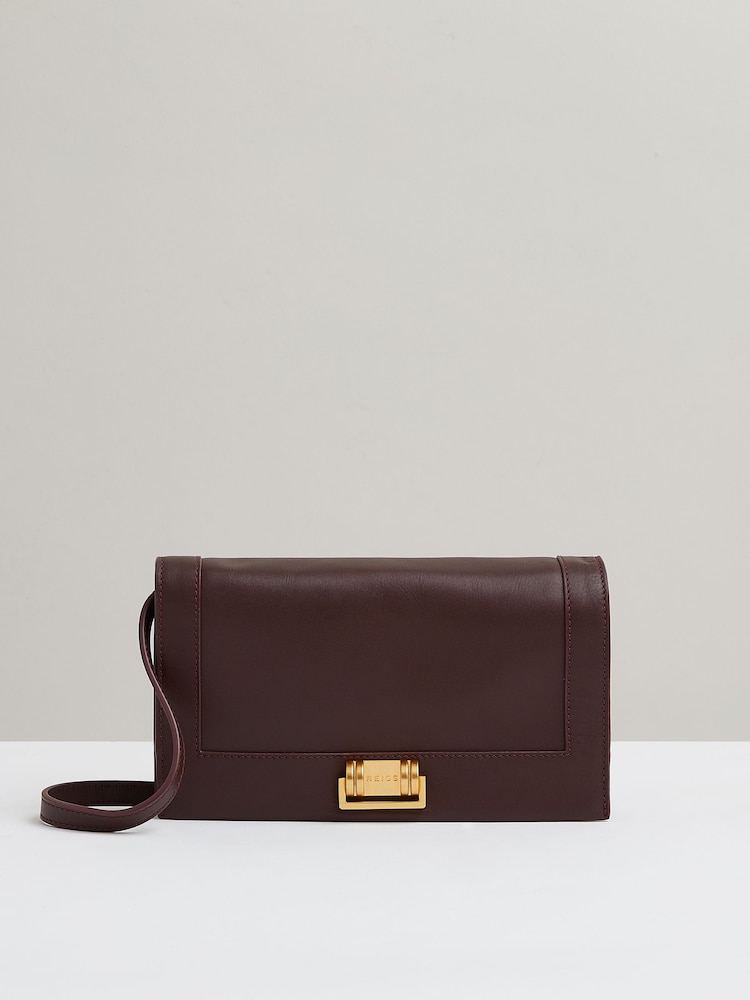 Reiss Oxblood Sariah Leather Suede Shoulder Bag - Image 1 of 4