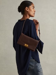 Reiss Oxblood Sariah Leather Suede Shoulder Bag - Image 2 of 4