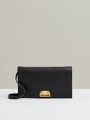 Reiss Black Sariah Leather Suede Shoulder Bag - Image 1 of 4