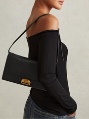 Reiss Black Sariah Leather Suede Shoulder Bag - Image 2 of 4