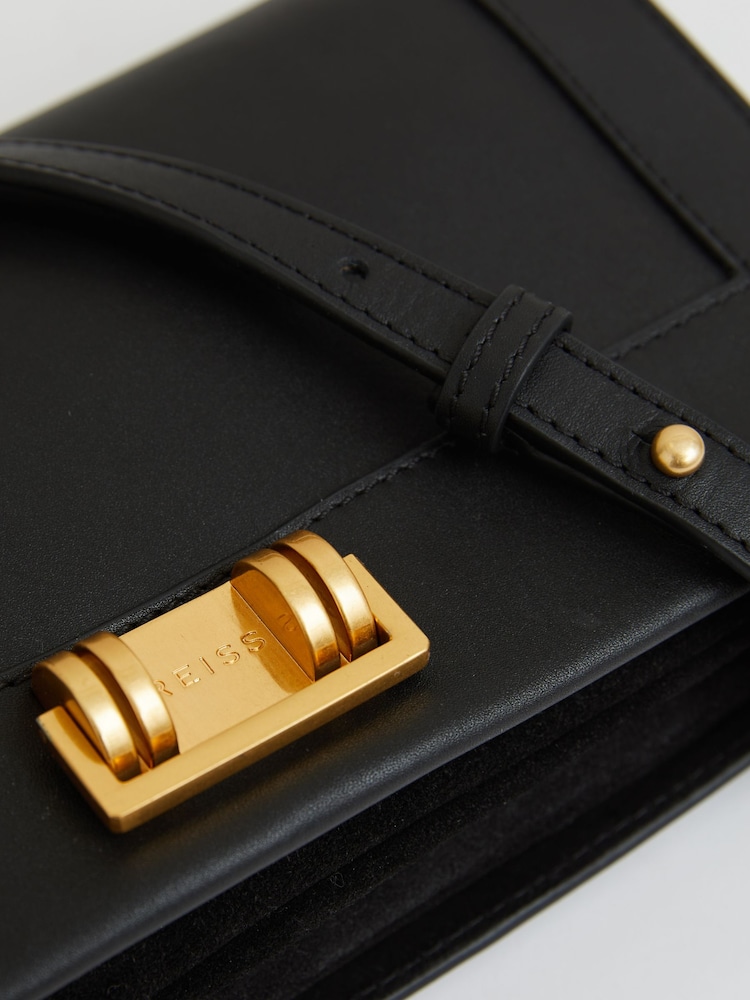 Reiss Black Sariah Leather Suede Shoulder Bag - Image 4 of 4