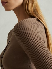 Reiss Mink Reece Ribbed Sleeve Jumper - Image 3 of 6