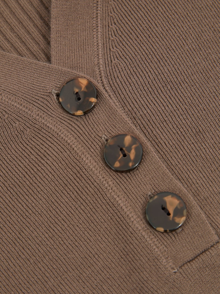 Reiss Mink Reece Ribbed Sleeve Jumper - Image 6 of 6