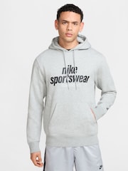 Nike Dark Grey Heather Club Fleece Hoodie - Image 1 of 6