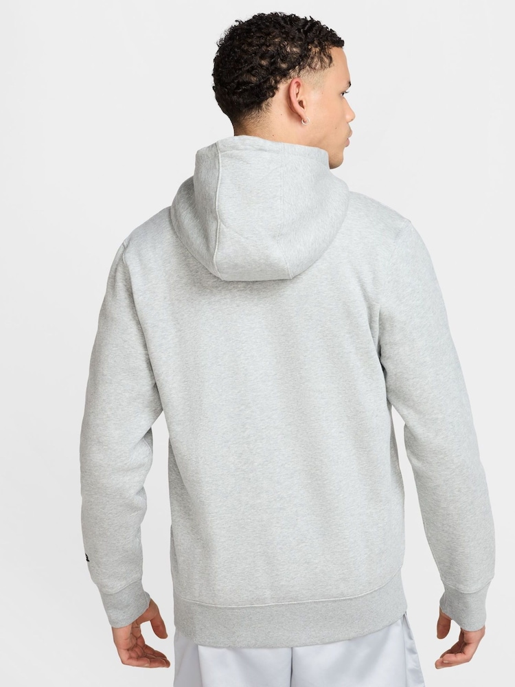 Nike Dark Grey Heather Club Fleece Hoodie - Image 2 of 6