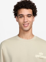 Nike Light Khaki Sportswear Club Fleece Crew Sweatshirt - Image 3 of 3