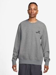 Nike Dark Grey Heather Sportswear Club Fleece Crew Sweatshirt - Image 1 of 3