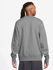 Nike Dark Grey Heather Sportswear Club Fleece Crew Sweatshirt - Image 2 of 3