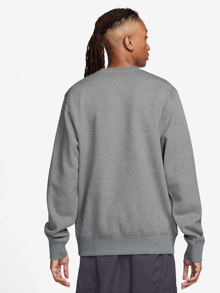 Nike Dark Grey Heather Sportswear Club Fleece Crew Sweatshirt - Image 2 of 3