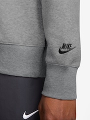 Nike Dark Grey Heather Sportswear Club Fleece Crew Sweatshirt - Image 3 of 3