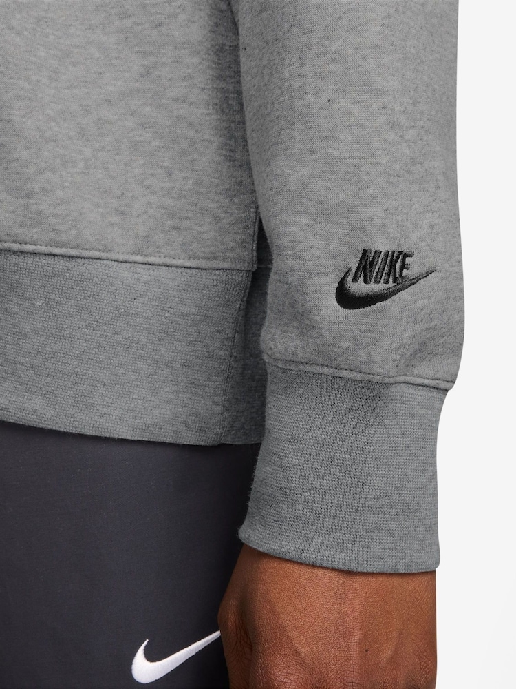 Nike Dark Grey Heather Sportswear Club Fleece Crew Sweatshirt - Image 3 of 3