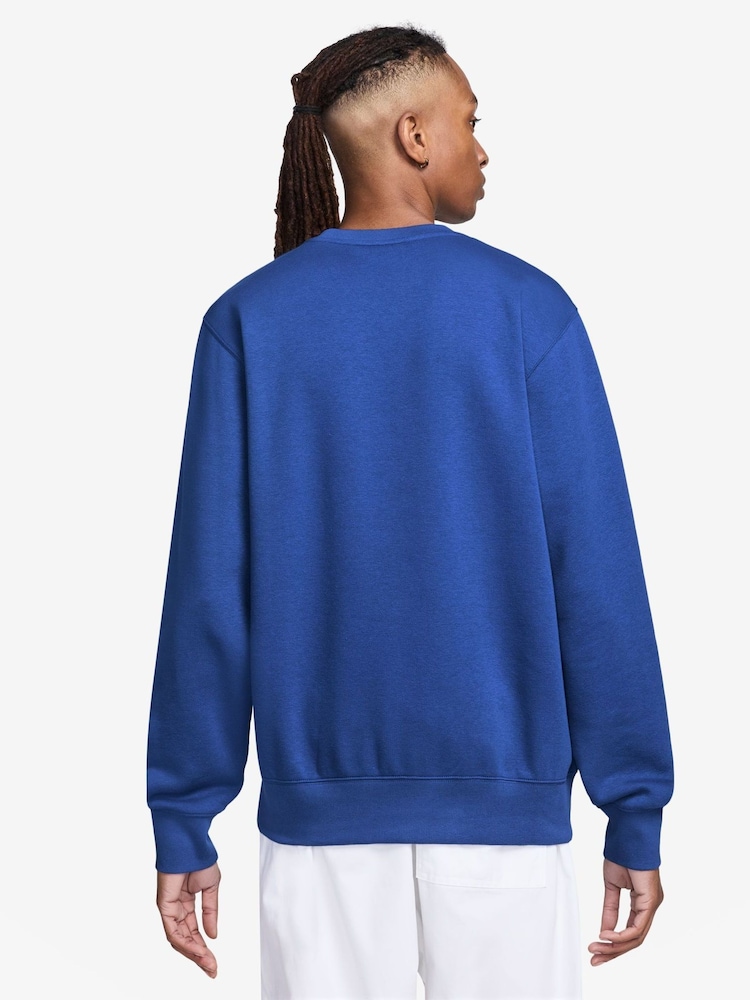 Nike Royal Blue Sportswear Club Fleece Crew Sweatshirt - Image 2 of 3