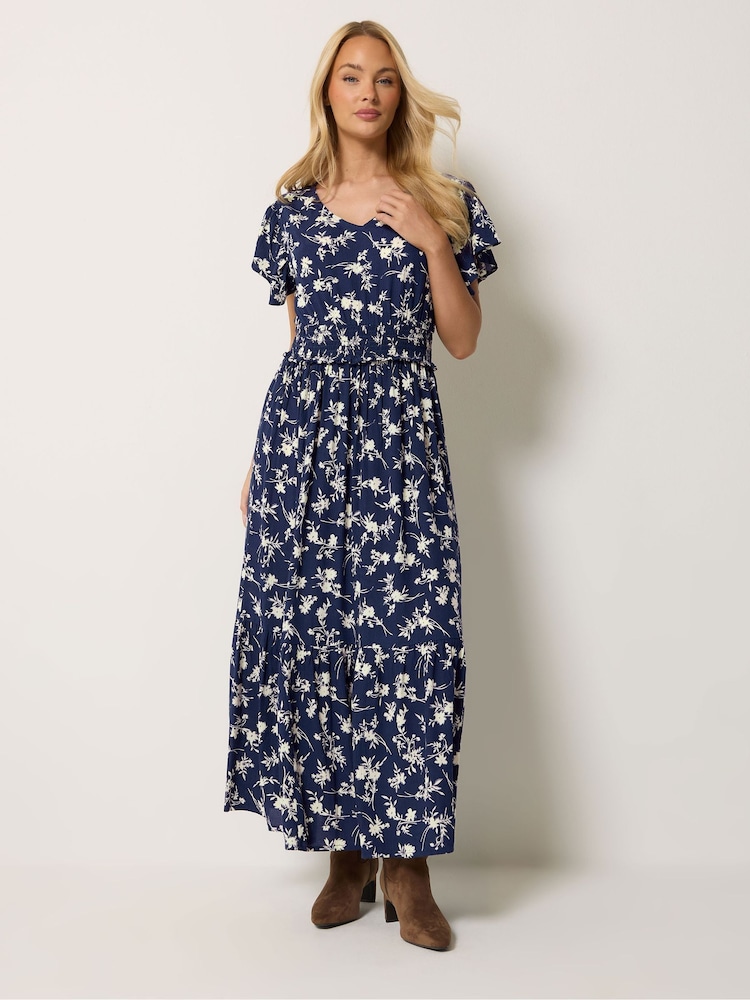 M&Co Blue Ditsy Printed Shirred Waist Maxi Dress - Image 1 of 6 M&Co Blue Ditsy Printed Shirred Waist Maxi Dress - Image 1 of 6