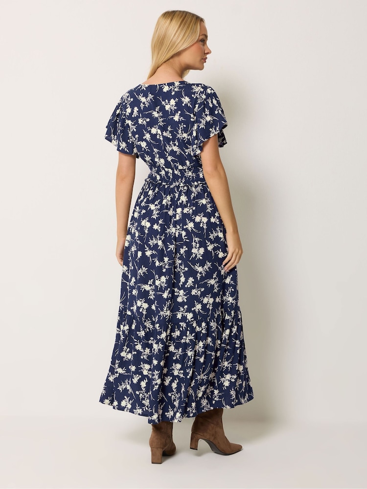 M&Co Blue Ditsy Printed Shirred Waist Maxi Dress - Image 2 of 6 M&Co Blue Ditsy Printed Shirred Waist Maxi Dress - Image 2 of 6