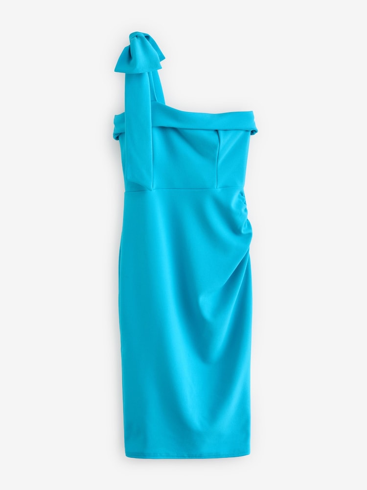 Sistaglam Blue Bow Detailed Shoulder Strap With Figure Hugging Dress - Image 5 of 5