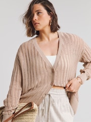 Simply Be Natural Boyfriend Ladder Detail Cardigan - Image 1 of 4