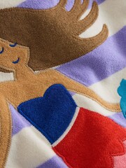 Boden Purple Mermaid Appliqué Towelling Throw-On Robe - Image 4 of 4