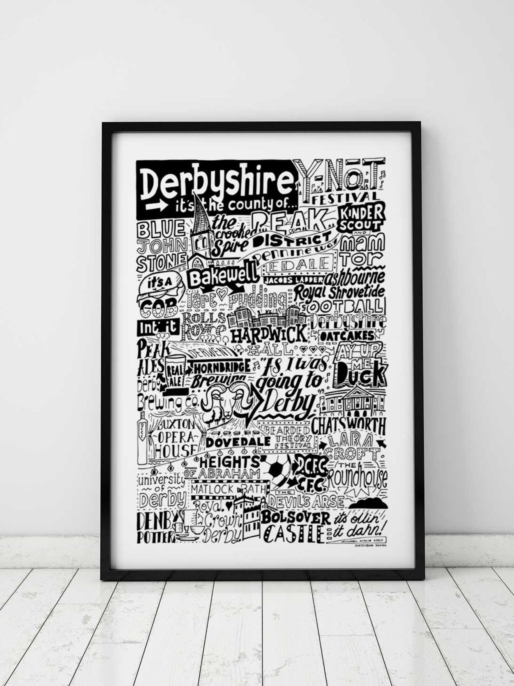 B&Q -  Derbyshire LandmarksA3 PrintBlack Frame - Image 3