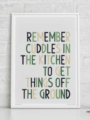 Sketchbook Design Multi Remember Cuddles in the Kitchen  A3 Print White Frame - Image 1 of 4