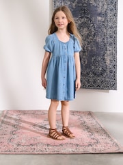 Denim Puff Sleeve Summer Dress (3-16yrs) - Image 1 of 7