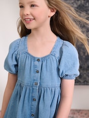 Denim Puff Sleeve Summer Dress (3-16yrs) - Image 3 of 7