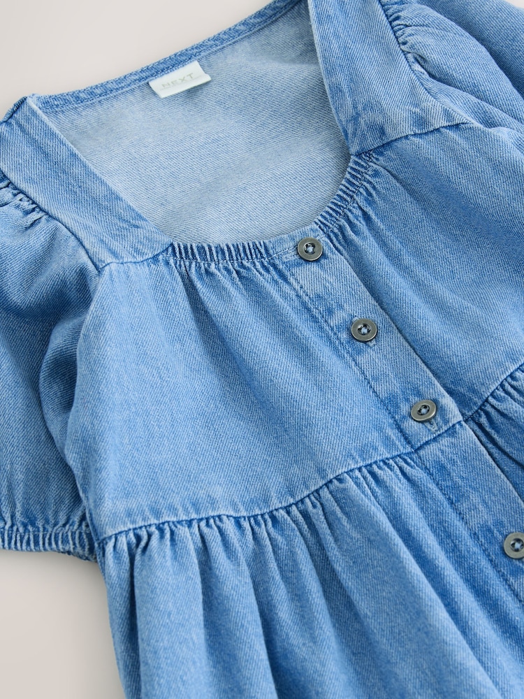 Denim Puff Sleeve Summer Dress (3-16yrs) - Image 7 of 7 Denim Puff Sleeve Summer Dress (3-16yrs) - Image 7 of 7