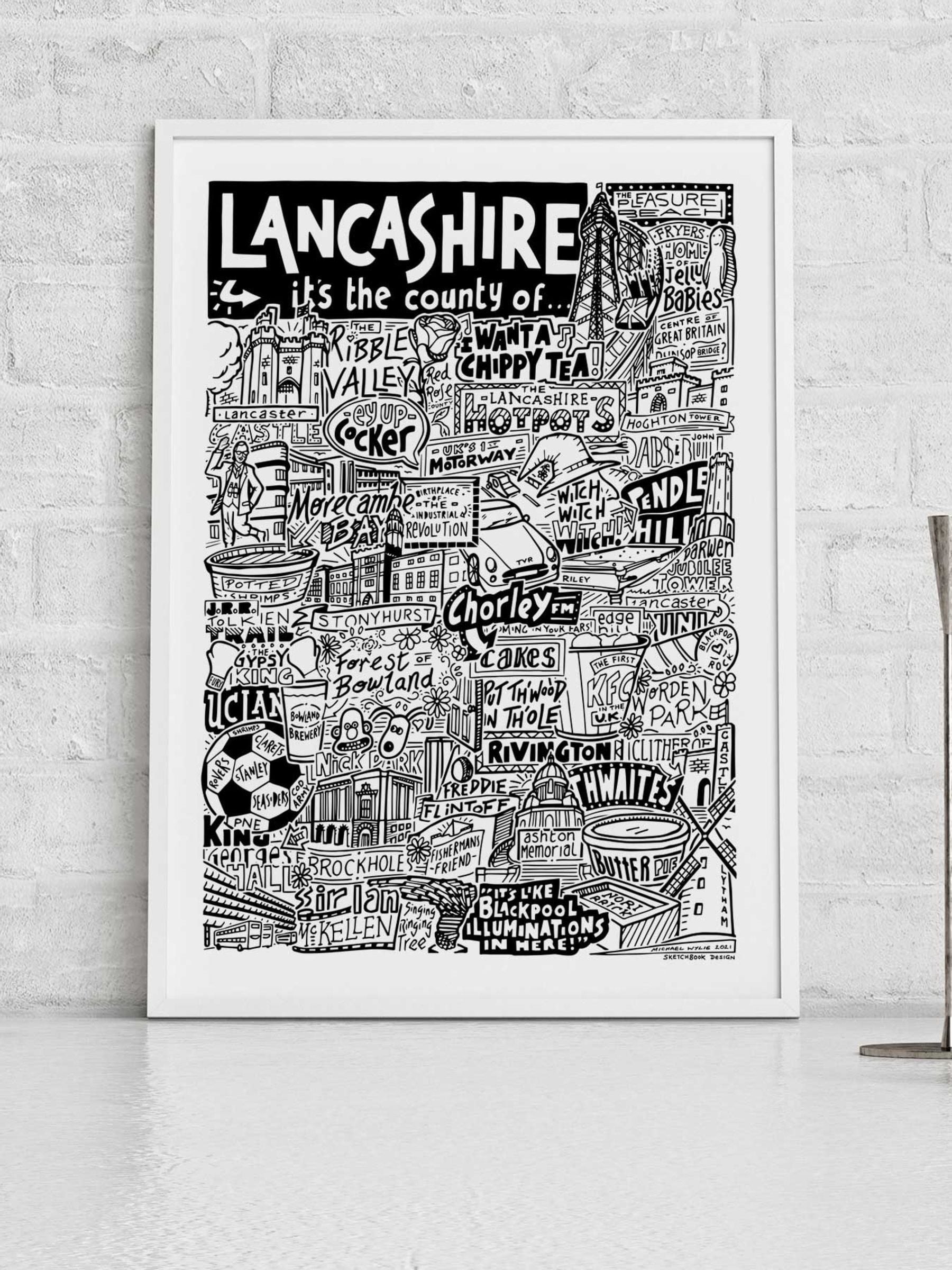 B&Q -  Lancashire LandmarksA3 PrintWhite Frame - Image 3