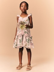 Pink Floral Printed Summer Dress (3-16yrs) - Image 3 of 10