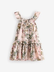 Pink Floral Printed Summer Dress (3-16yrs) - Image 7 of 10