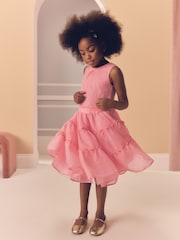Coral Pink Occasion Top And Skirt Co-ord Set (3-16yrs) - Image 3 of 10