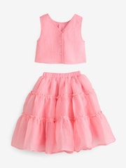 Coral Pink Occasion Top And Skirt Co-ord Set (3-16yrs) - Image 7 of 10