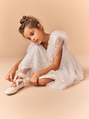 White Sequin Occasion Dress (3-16yrs) - Image 2 of 8