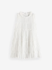 White Shirred Ruffle Party Dress (3-16yrs) - Image 5 of 8