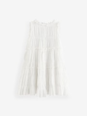 White Shirred Ruffle Party Dress (3-16yrs) - Image 6 of 8