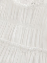 White Shirred Ruffle Party Dress (3-16yrs) - Image 7 of 8