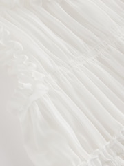 White Shirred Ruffle Party Dress (3-16yrs) - Image 8 of 8