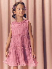 Pink Shirred Ruffle Party Dress (3-16yrs) - Image 1 of 4