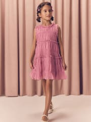 Pink Shirred Ruffle Party Dress (3-16yrs) - Image 2 of 4