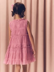 Pink Shirred Ruffle Party Dress (3-16yrs) - Image 3 of 4