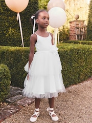 Weiß - Corsage Tulle Flower Girl Dress (3-16yrs) - Bild 1 von 8