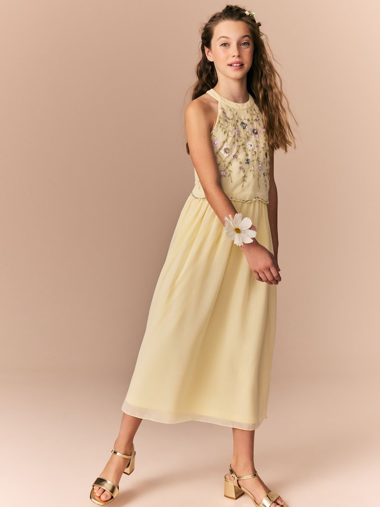 Lemon Yellow Embellished Occasion Dress (6-16yrs) - Image 2 of 4