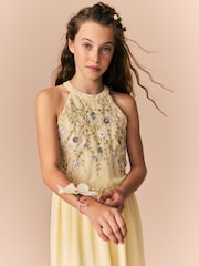 Lemon Yellow Embellished Occasion Dress (6-16yrs) - Image 4 of 4