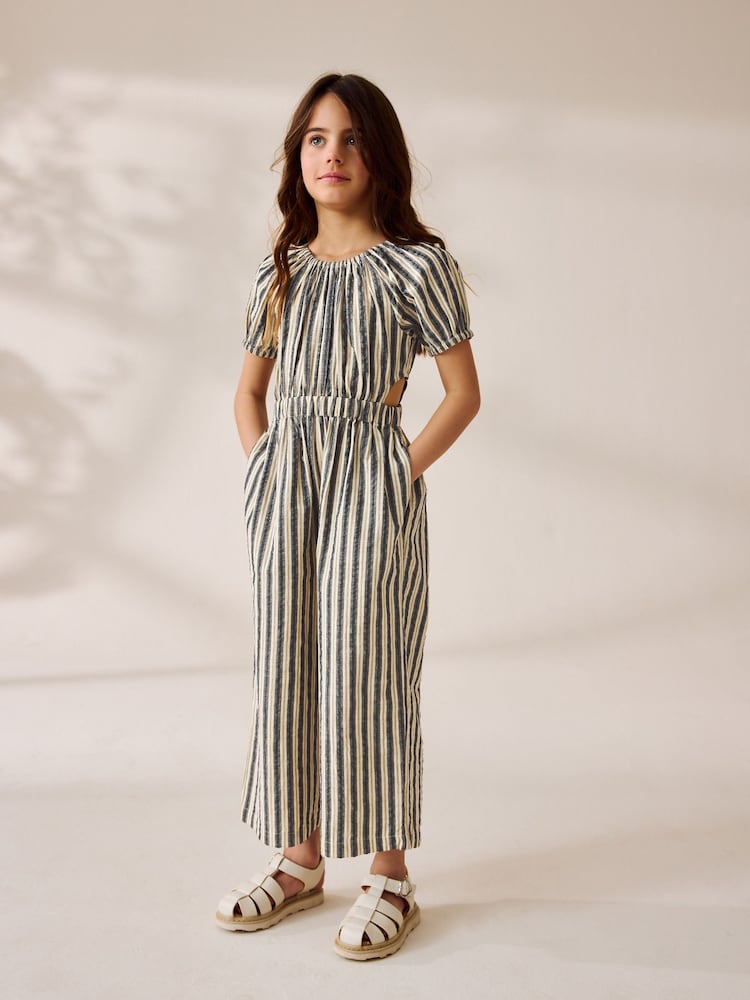 Monochrome Stripe Cut Out Jumpsuit (3-16yrs) - Image 1 of 9