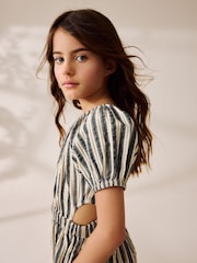 Monochrome Stripe Cut Out Jumpsuit (3-16yrs) - Image 5 of 9
