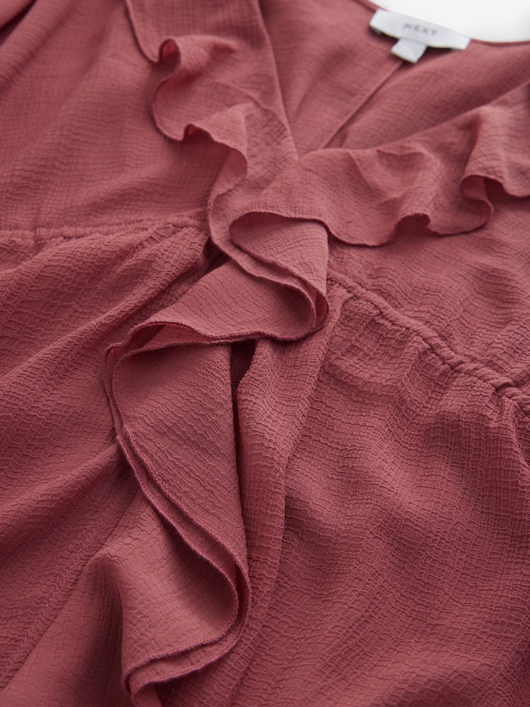 Pink Long Sleeve Ruffle Maxi Dress - Image 7 of 8