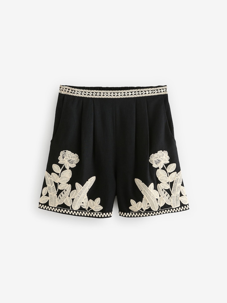 Noir/Blanc - Short de plage brodé - Image 8 of 10